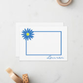 Carte De Correspondance Note bleue Merci marguerite (Devant/Arrière en situation)