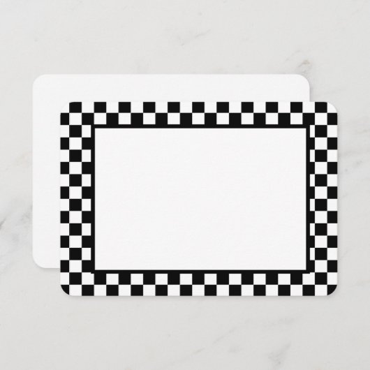 Carte De Correspondance Note Card-Black & White Checkers (Devant / Derrière)
