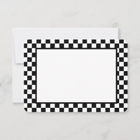 Carte De Correspondance Note Card-Black & White Checkers (Devant)