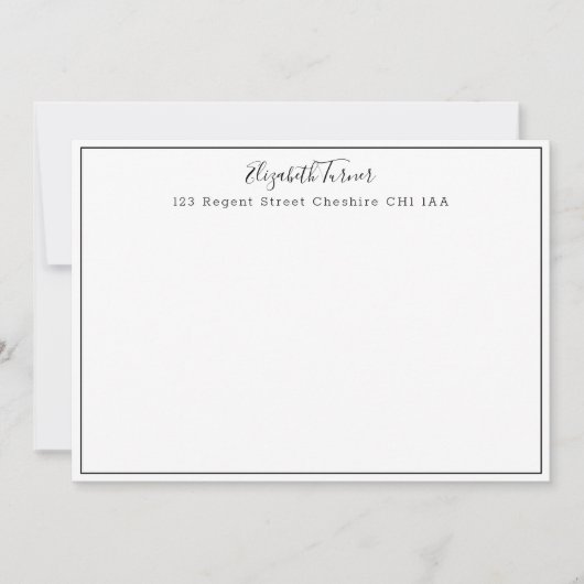 Carte De Correspondance Note de bordure blanche et noire moderne (Devant)