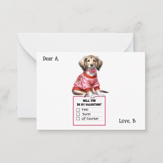 Carte De Correspondance Note de la Saint-Valentin personnalisable pour Tec (Devant)