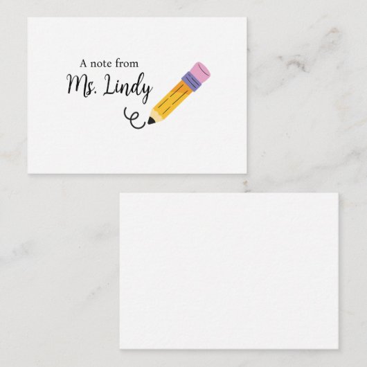 Carte De Correspondance Note de l'enseignant (Devant / Derrière)