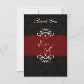Carte De Correspondance Note de remerciement de mariage d'hiver rouge et n