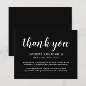 Carte De Correspondance Note de remerciement funéraire | Sympathie du comp (Devant / Derrière)