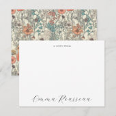 Carte De Correspondance Note de script Fleur sauvage aquarelle de (Devant / Derrière)