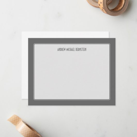 Carte De Correspondance Note gris simple (Devant/Arrière en situation)