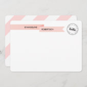 Carte De Correspondance Note sur le ruban rose (Devant / Derrière)