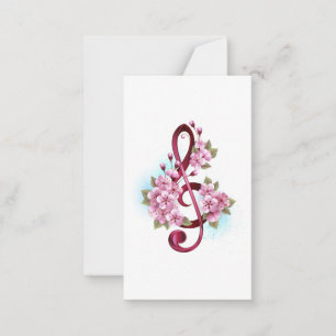 Carte De Correspondance Notes de clef musicale en treble avec des fleurs S