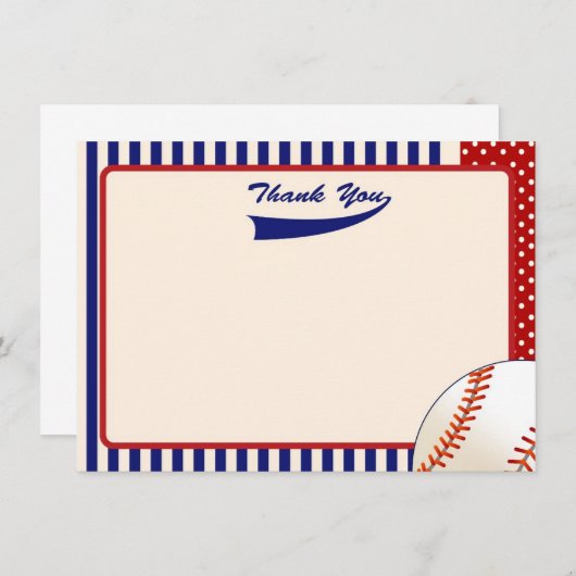 Carte De Correspondance Notes de remerciement du baseball (Devant / Derrière)