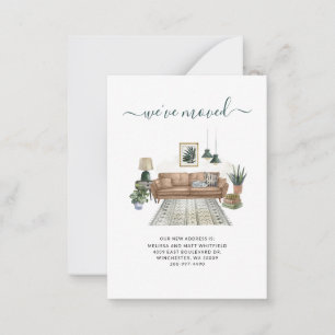 Carte De Correspondance Nous avons déménagé Boho Living Room Moving Faire-