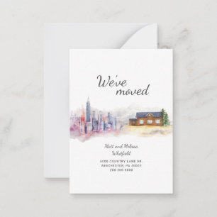 Carte De Correspondance Nous avons déménagé Moderne Aquarelle Pays Moving