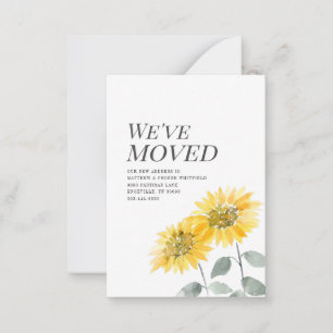 Carte De Correspondance Nous avons déménagé Moderne Watercoler Tournesol S