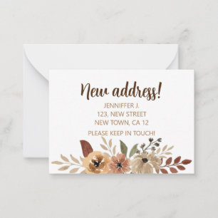 Carte De Correspondance Nous avons déplacé Aquarelle Brown Flora Feuilles