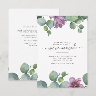 Carte De Correspondance Nous avons déplacé Eucalyptus Floral Moving Faire-