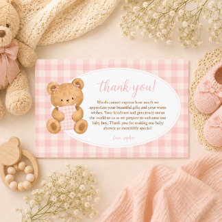 Carte De Correspondance Nous Pouvons à Peine Attendre Ourson Bébé Fille Gi