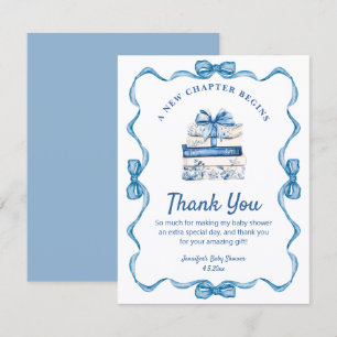 Carte De Correspondance nouveau chapitre commence, livres ruban bleu merci