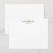 Carte De Correspondance Nouveaux mariés modernes Monogrammed Gold (Devant / Derrière)