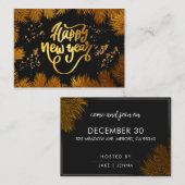 Carte De Correspondance Nouvelle Année Pin Or Élégant Fête d'Entreprise (Devant / Derrière)