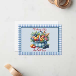 Carte De Correspondance Obtenez Bien Bientôt Panier de fruits En vichy ble