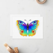 Carte De Correspondance Oeil de paon arc-en-ciel (Devant/Arrière en situation)