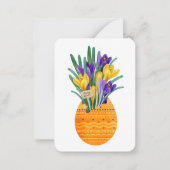 Carte De Correspondance Œuf de Pâques & Fleurs de Crocus Jaune Violet (Devant)