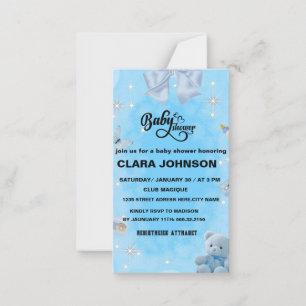 Carte De Correspondance Oh Baby Moderne Simple Dusty Baby shower garçon bl
