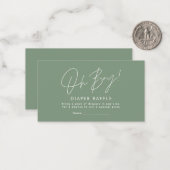 Carte De Correspondance oh garçon script baby shower vert tombole (Devant/Arrière en situation)