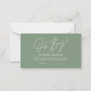 Carte De Correspondance oh garçon script baby shower vert tombole