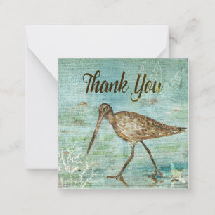 Carte De Correspondance Oiseau À Pinceau Sur La Côte Merci D'Art Peint