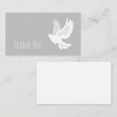 Carte De Correspondance Oiseau de colombe blanche sur gris (Devant / Derrière)