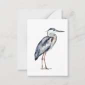 Carte De Correspondance Oiseau de Héron Bleu Côtier (Devant)