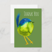 Carte De Correspondance Oiseau vert mignon (Devant / Derrière)