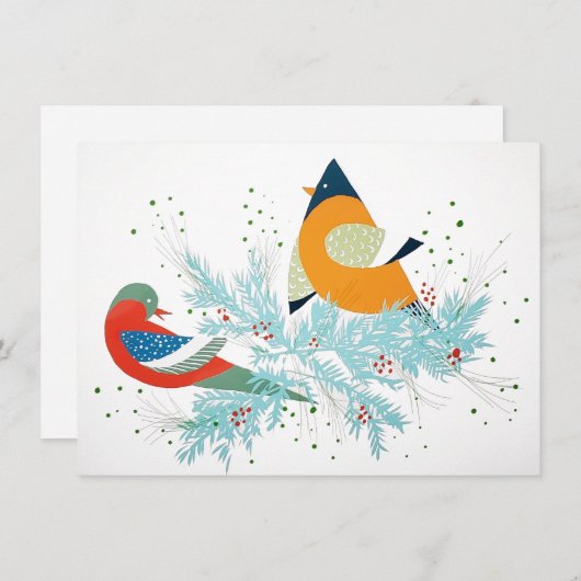 Carte De Correspondance Oiseaux de vacances à Whimsical (Devant / Derrière)