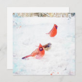 Carte De Correspondance Oiseaux d'hiver d'une fenêtre (Devant / Derrière)