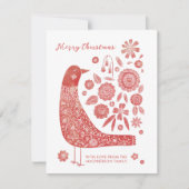 Carte De Correspondance Oiseaux folk Art Noël (Devant)