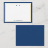 Carte De Correspondance Or Gold Monogram Navy Classique Professionnel Pers (Devant / Derrière)