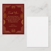 Carte De Correspondance or indien rouge géométrique merci mariage (Devant / Derrière)