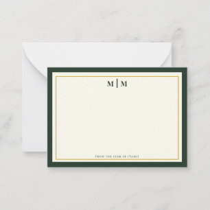 Carte De Correspondance Or Monogramme Professionnel Personnel Vert Forêt
