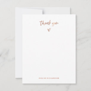 Carte De Correspondance Or Rose Faux Script décontracté et Merci cardiaq