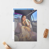 Carte De Correspondance or script merci diplôme 2 photos (Devant/Arrière en situation)