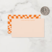 Carte De Correspondance Orange Blush Abstrait Checkerboard Nom personnalis (Devant/Arrière en situation)