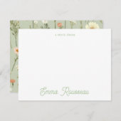 Carte De Correspondance Orange Boho Fleur sauvage Motif Script (Devant / Derrière)