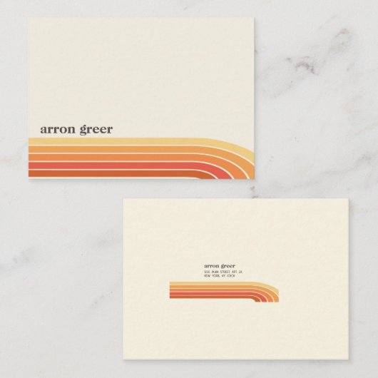 Carte De Correspondance Orange Boho Retro Stripes (Devant / Derrière)