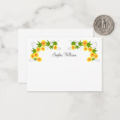 Carte De Correspondance Orange fleurs japonaises blanches (Devant/Arrière en situation)