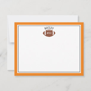 Carte de correspondance orange Football nom et num