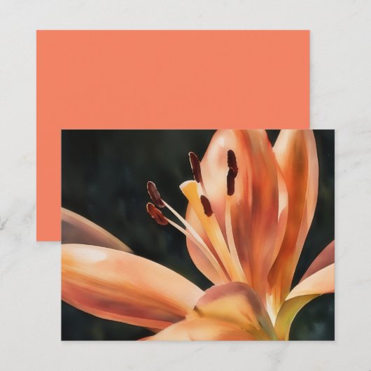 Carte De Correspondance Orange Lily Flower Art Note Card Set (Devant / Derrière)