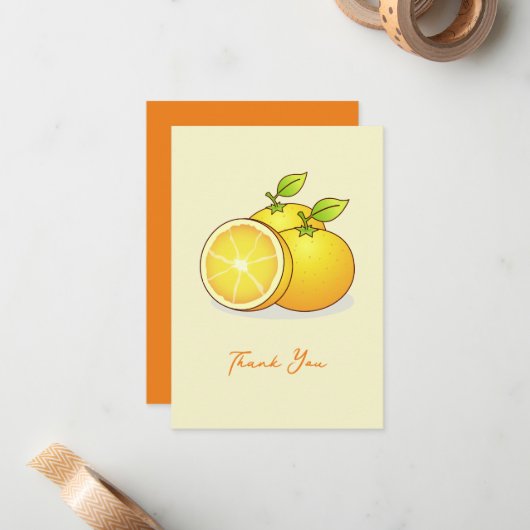 Carte De Correspondance Oranges, fruits mignons (Devant/Arrière en situation)