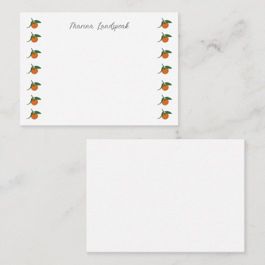 Carte De Correspondance Oranges mignonnes et Feuilles verts (Devant / Derrière)