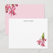 Carte De Correspondance Orchidée d'aquarelle rose Papier à lettres personn (Devant / Derrière)