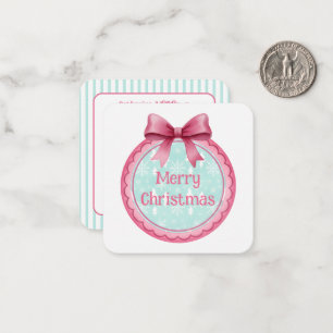 Carte De Correspondance Ornement de Noël rose et aqua